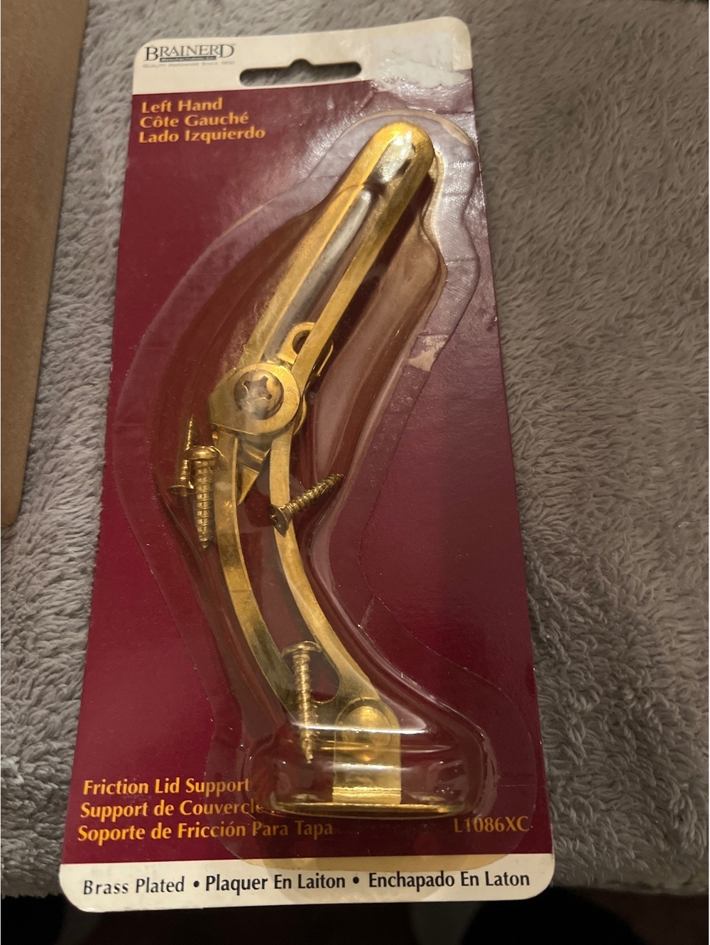Lot of 10 Brainerd Left & Right Hand Friction Lid Support Brass Plated Hardware